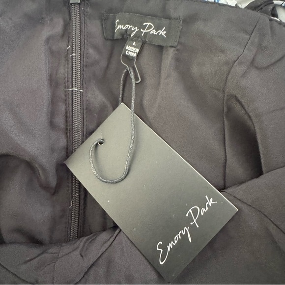 Emory Park Black and Blue Miriam Floral Ruched Midi Dress Size Large NWT - Picture 5 of 8